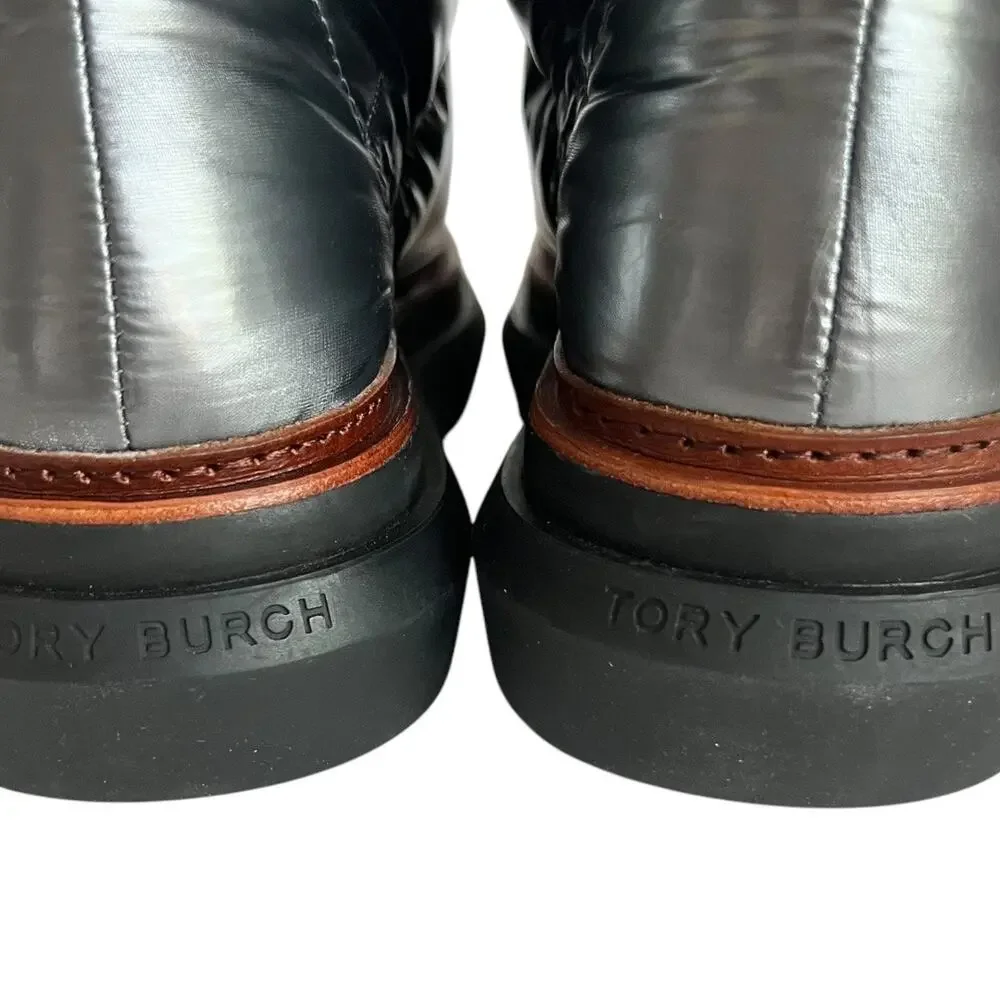 Tory Burch Sleeping Bag Quilted Puffy Platform Sliver Snow Boots Size 10.5